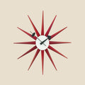 Red NovaPulse metal wall clock in European style with starburst dial and quartz movement
