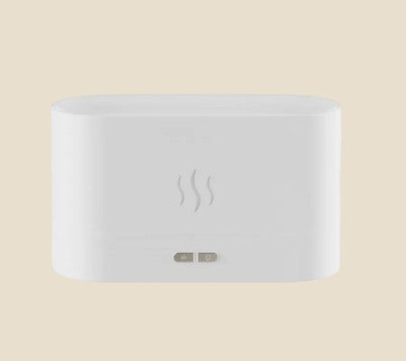 Dyfuzor zapachowy NovaPulse FlameMist Lux w minimalistycznym białym kolorze z efektem płomienia LED