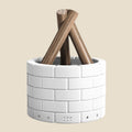NovaPulse CampfireMist fragrance diffuser with a realistic white brick and wooden log design with flame effect