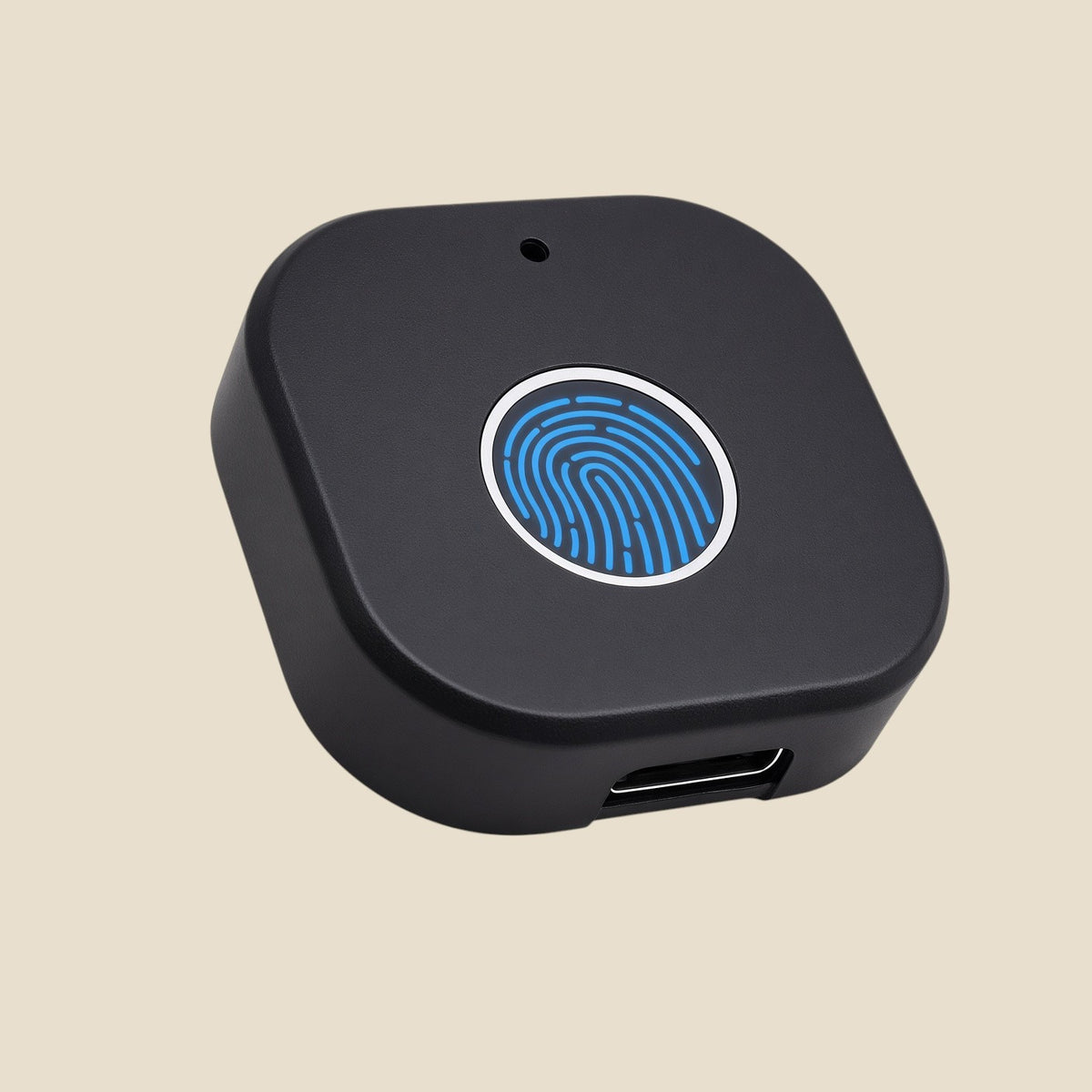 Black NovaPulse smart fingerprint lock for drawers and cabinets with blue-lit reader