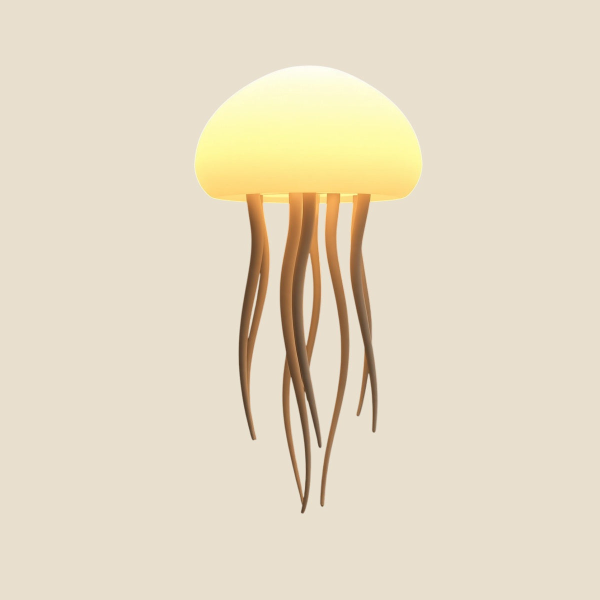 NovaPulse JellyGlow jellyfish-shaped LED lamp with a softly glowing shade and nine dangling tentacles