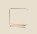 NovaPulse LED lamp with a square frame, wooden base and built-in Qi wireless charger