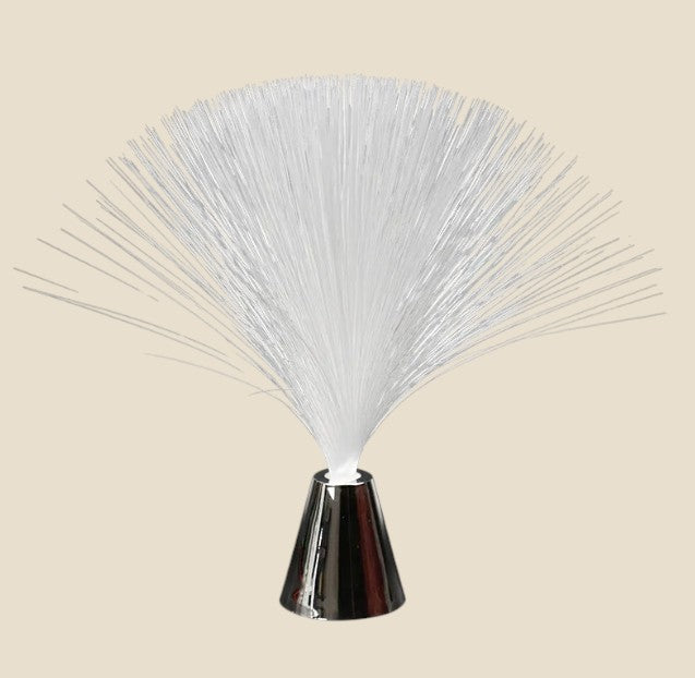 NovaPulse fibre-optic lamp with a chrome base and fan-shaped glowing fibre ends