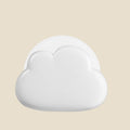White NovaPulse CloudGlow cloud-shaped night light emitting a soft glow on a beige background