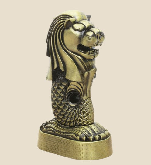 NovaPulse NovaMerlion, 16cm metalowy model posągu Merliona z Singapuru w eleganckim wykończeniu z brązu.