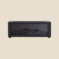 NovaPulse EmberMist air humidifier in matt black with a realistic flame effect and LED logs