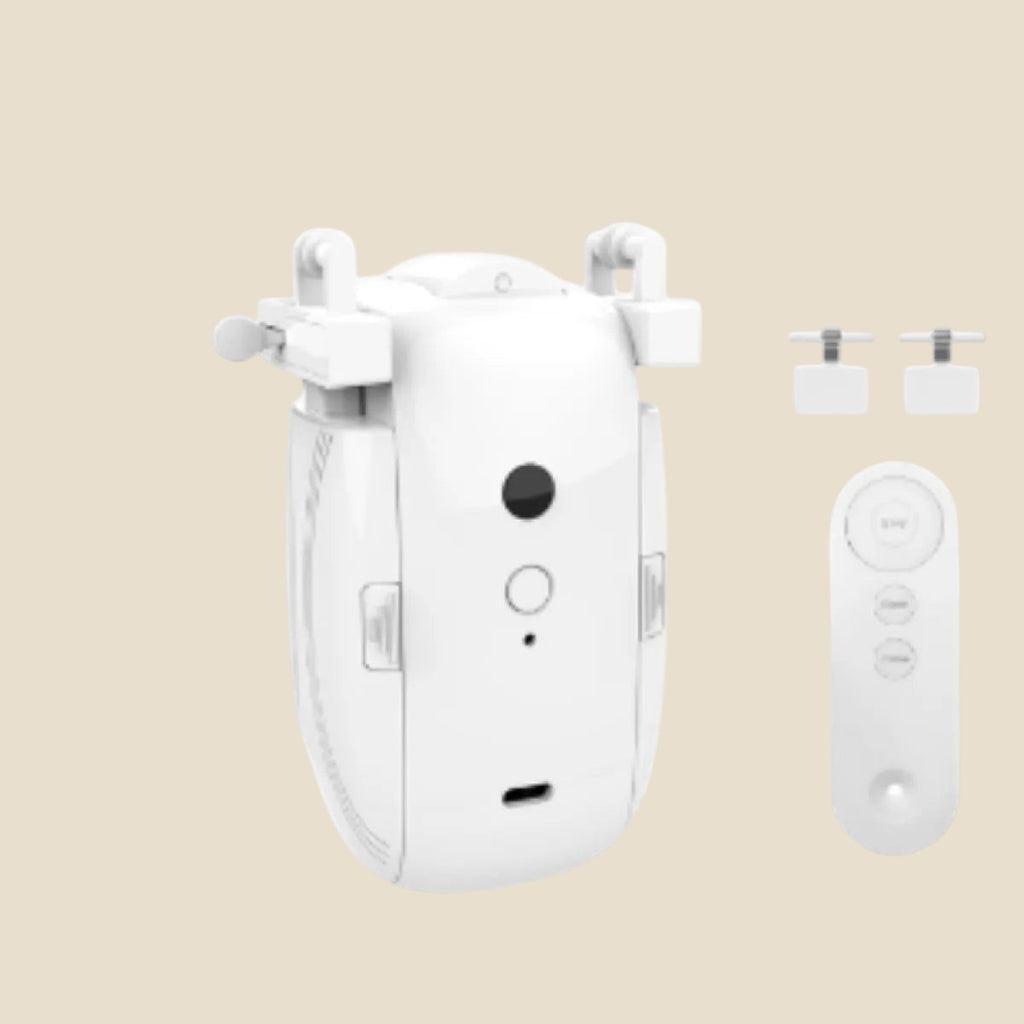 White NovaPulse NovaDrape Bot smart curtain automation robot with remote control