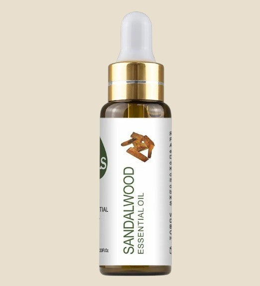NovaPulse MAYJAM sandalwood essential oil in a glass dropper bottle