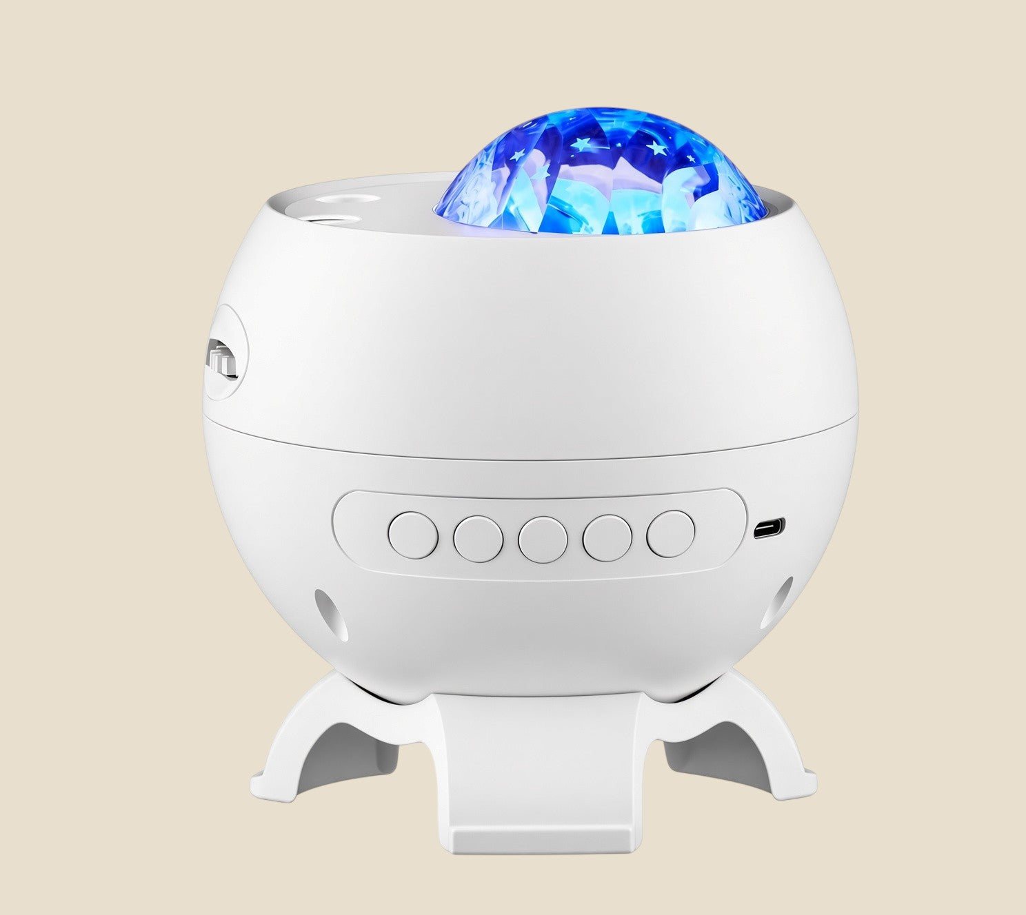 Projektor gwiazd NovaPulse NovaDream z niebieskim światłem zorzy polarnej, głośnikiem Bluetooth i obudową w kolorze białym