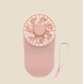 Pink NovaPulse portable USB-powered fan with neck lanyard