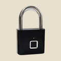 Black NovaPulse biometric padlock with fingerprint reader and silver shackle