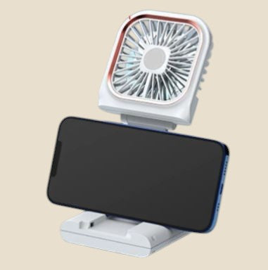 NovaPulse NeckBreeze Air, biały przenośny wentylator na szyję z funkcją podstawki pod smartfon