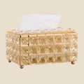 NovaPulse luxury gold tissue box with crystal embellishments in a European style