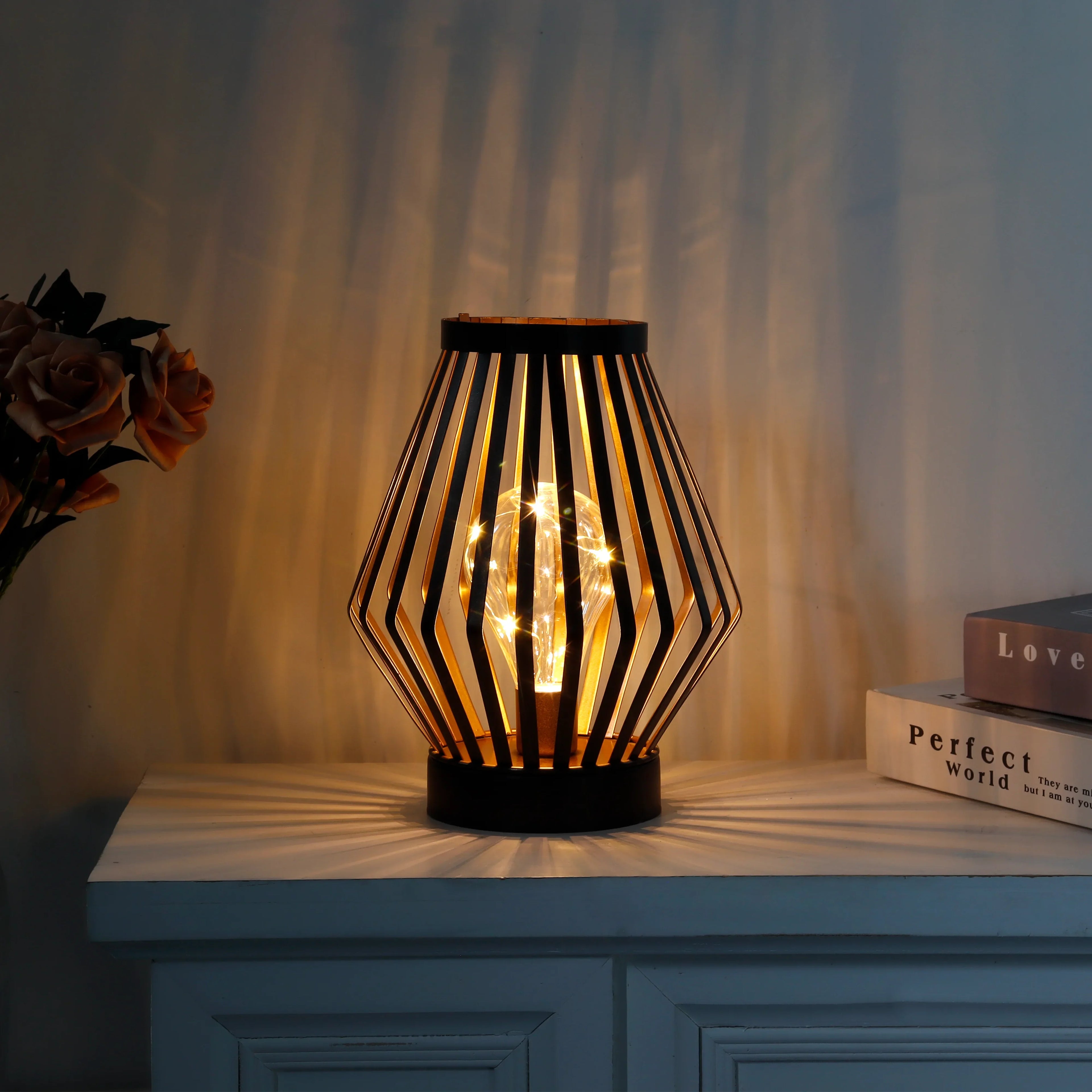 8.7”H Tall Battery powered table lamp(Diamond)-4