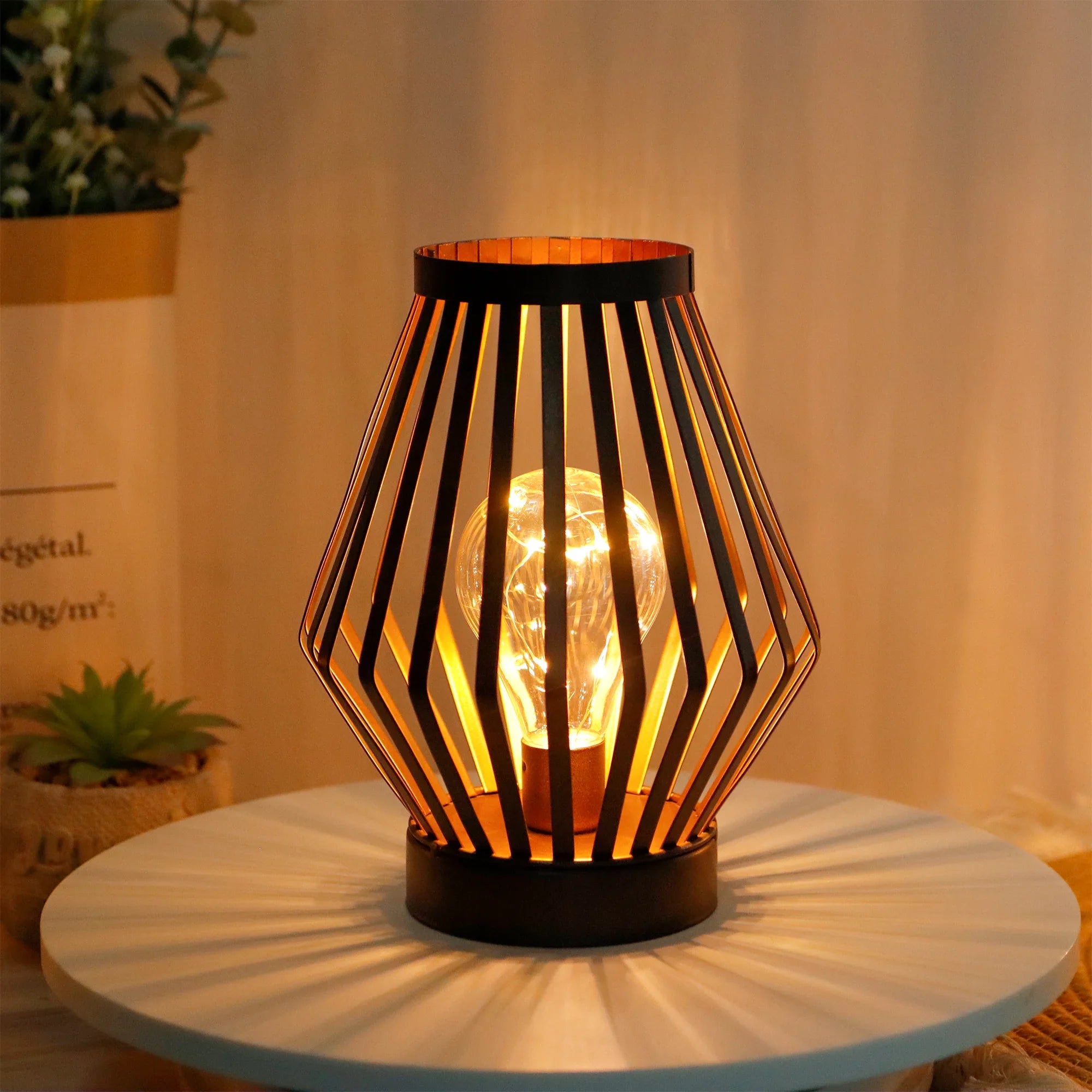 8.7”H Tall Battery powered table lamp(Diamond)-2