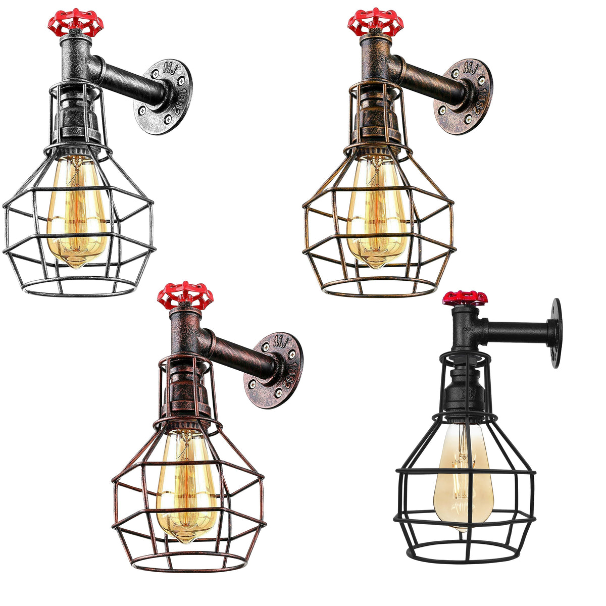 Brushed Copper Modern Industrial Retro Vintage Style Pipe Cage Wall Light Wall Lamp Fixture~1117-1