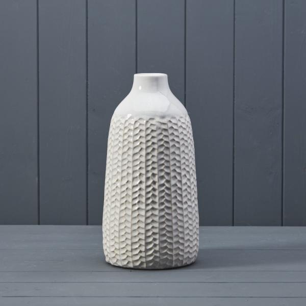 White Ceramic Vase (28.5cm) BD12.8 x H28.5cm-1