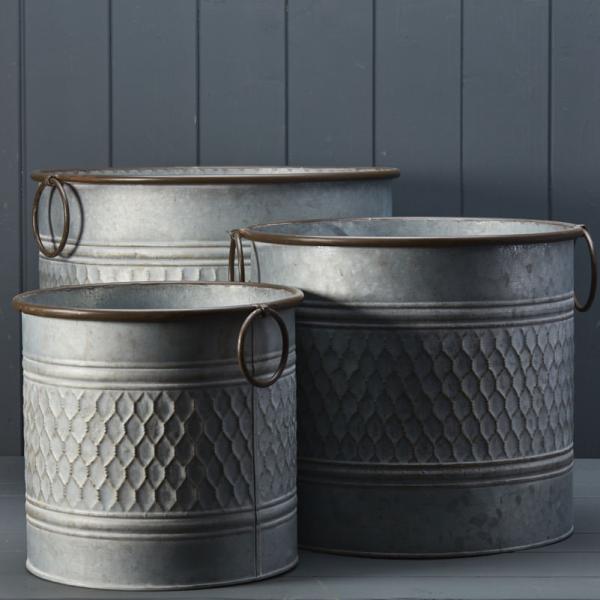Set of Three Zinc Honeycomb Planters-1