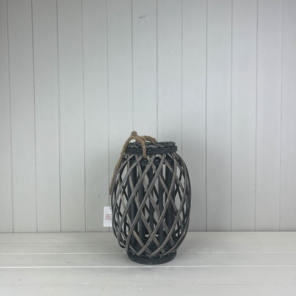 Grey Wicker Lantern 33 cm-1
