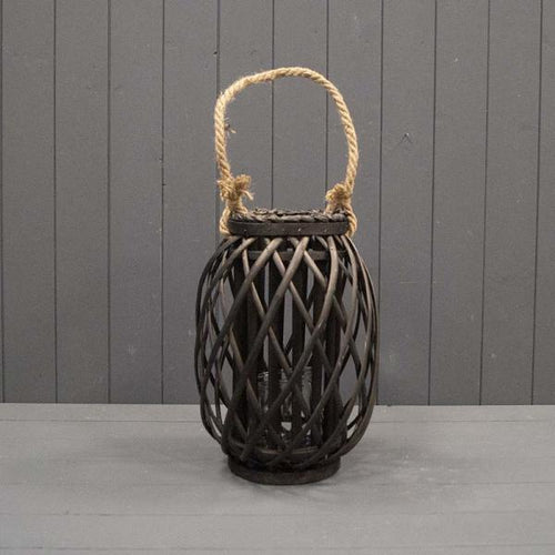 33cm Black Wicker Lantern-1