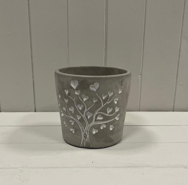 Grey Cement Love Tree Pot-1