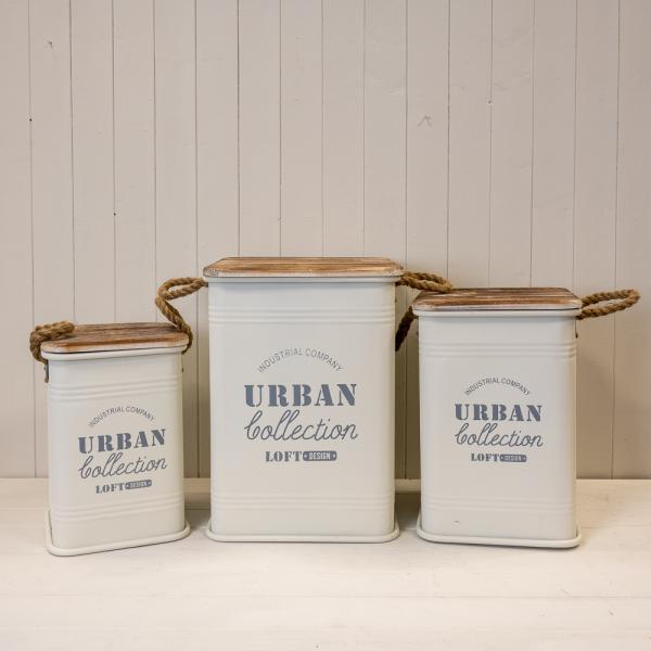 Set of Three Cream Urban Square Storage Containers-1