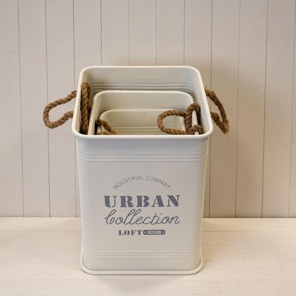 Set of Three Cream Urban Square Storage Containers-2