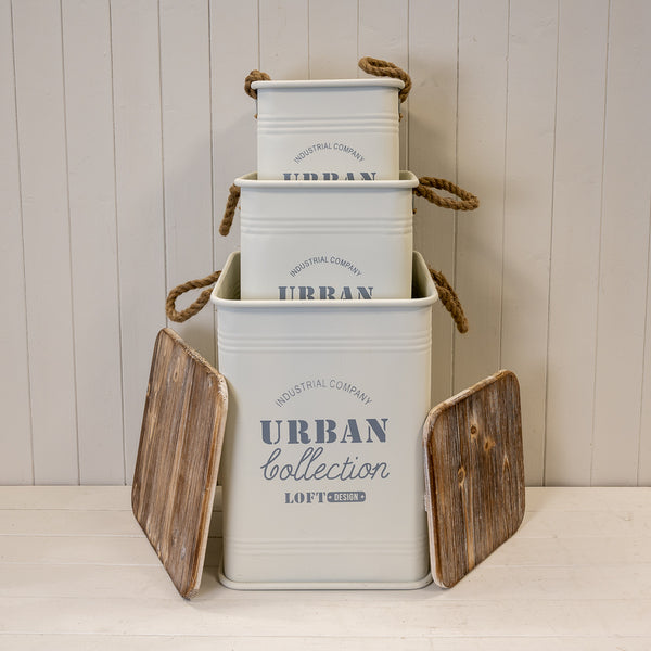 Set of Three Cream Urban Square Storage Containers-3