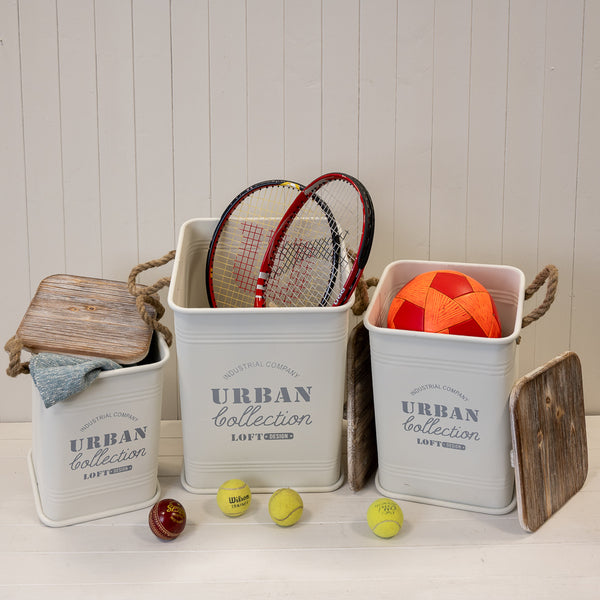 Set of Three Cream Urban Square Storage Containers-4