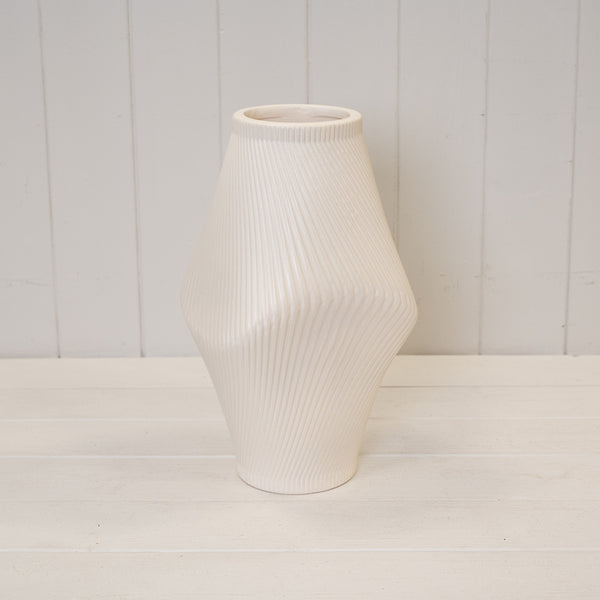 Modern Beige Sculptural Ribbed Vase-1