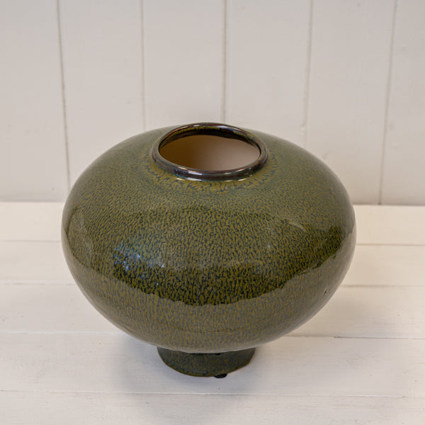 Green Ceramic Round Vase-2