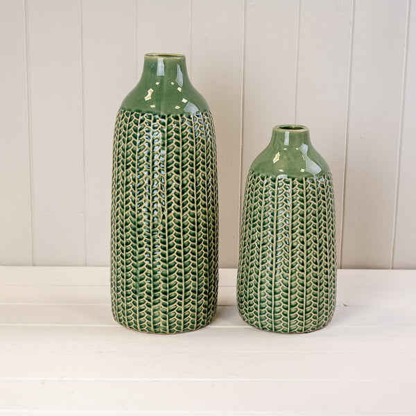 Green Ceramic Vase (37.5cm) BD14.5 x H37.5cm-2