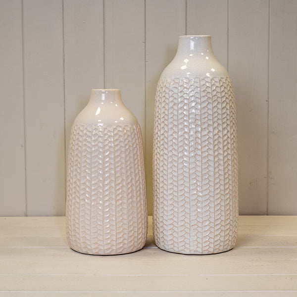 White Ceramic Vase (28.5cm) BD12.8 x H28.5cm-3
