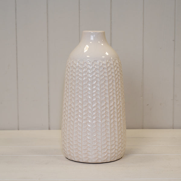 White Ceramic Vase (28.5cm) BD12.8 x H28.5cm-2