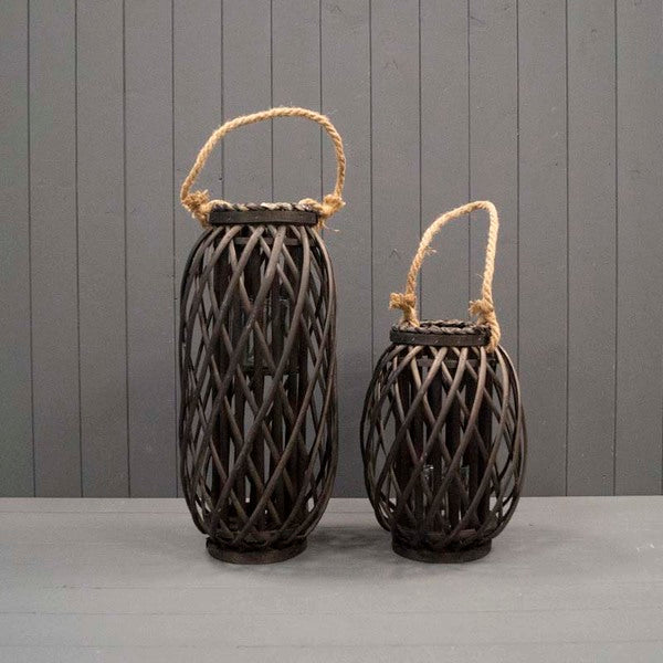 33cm Black Wicker Lantern-2