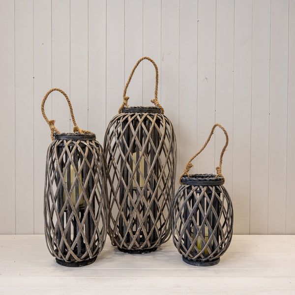 Grey Wicker Lantern 33 cm-2