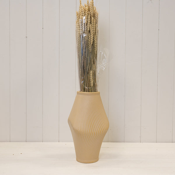 Modern Tan Sculptural Ribbed Vase.-2
