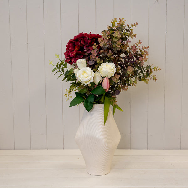 Modern Beige Sculptural Ribbed Vase-4
