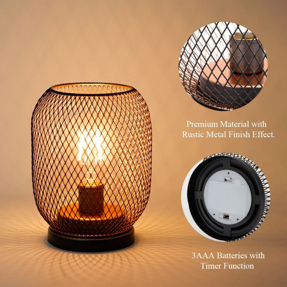 Set of 2 Battery Operated Lamp LED Table Lantern-Egg Shape-4