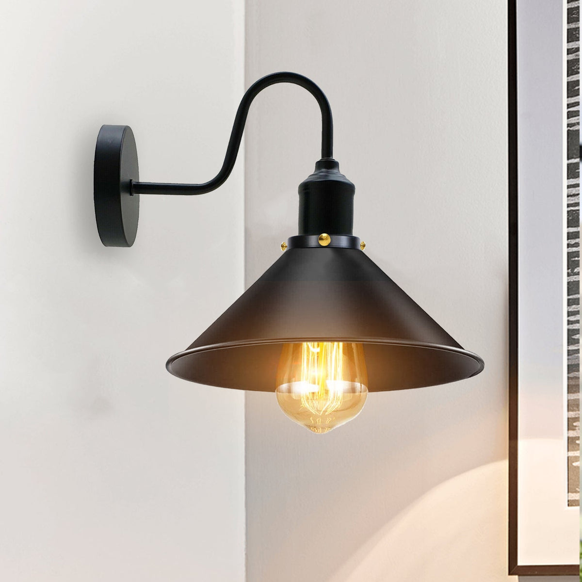 22cm Cone Metal Shade Wall Light Sconce ~3487-4