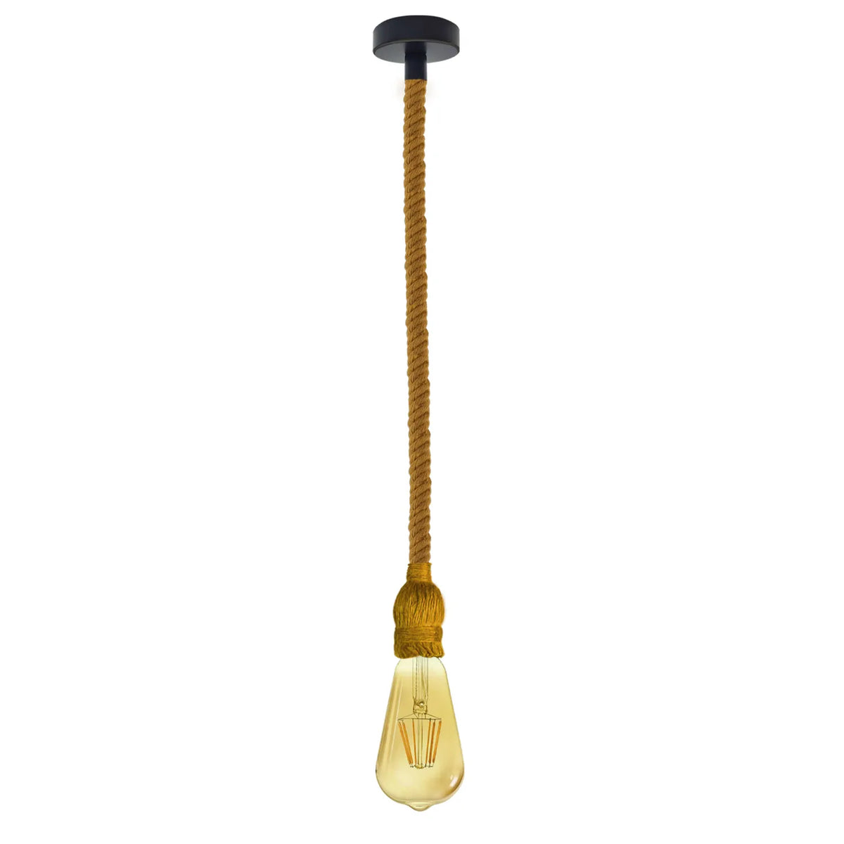 Vintage Hemp Rope Ceiling Pendant Light | Rustic E27 Fitting ~5895-6