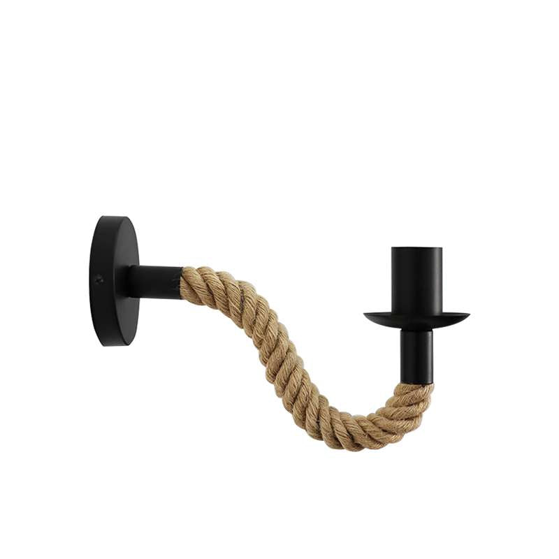 Adjustable Hemp Rope Swan Neck Wall Lamp | Industrial Vintage Sconce ~4550-6