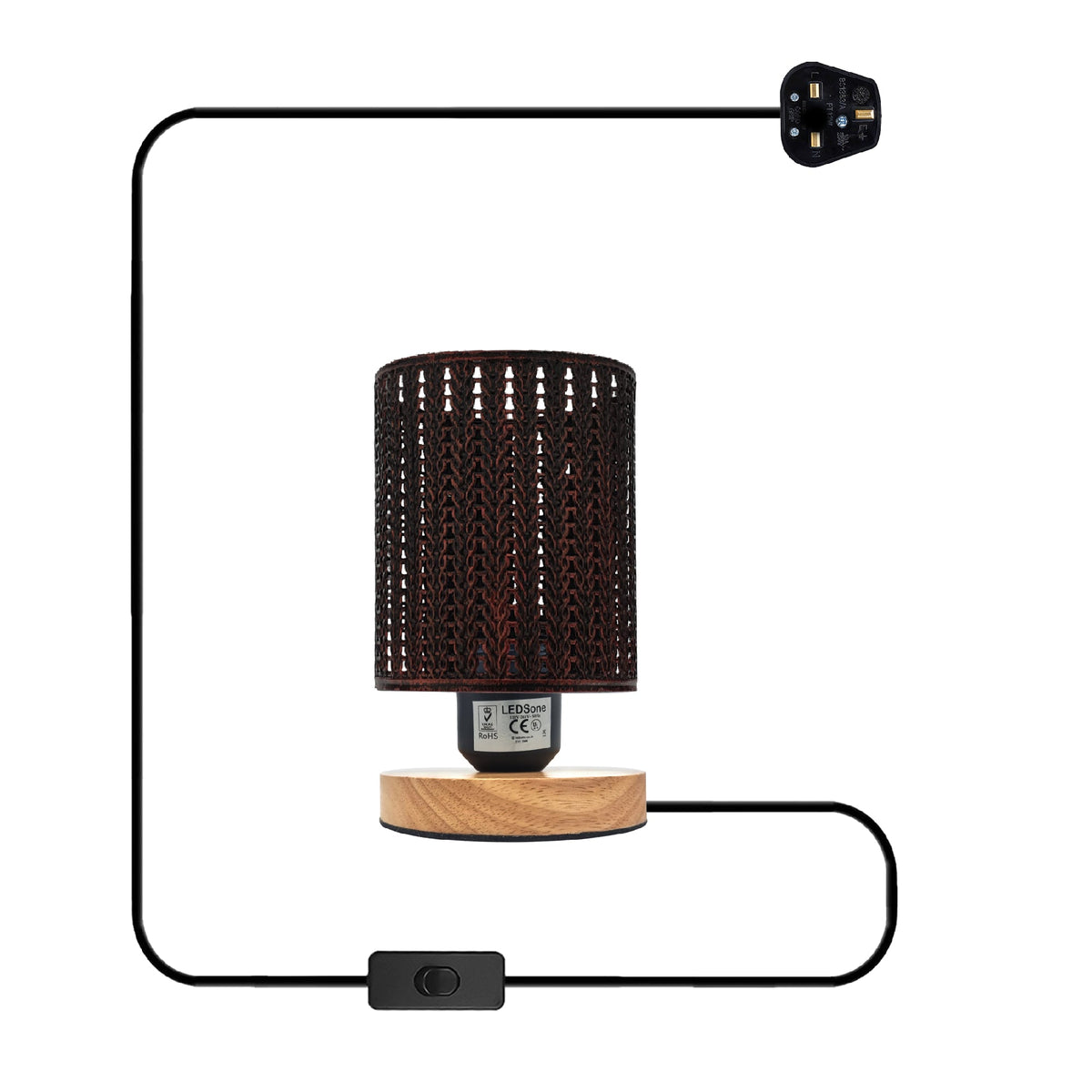 Metal Wire Cage Table Lamp Wooden Base E27 ~5358-10