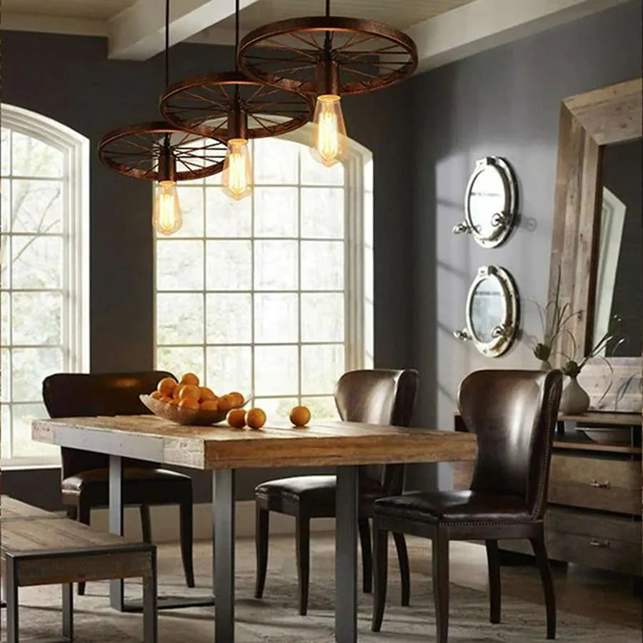 Industrial Wheel Pendant Light Ceiling Lamp Light  ~2361