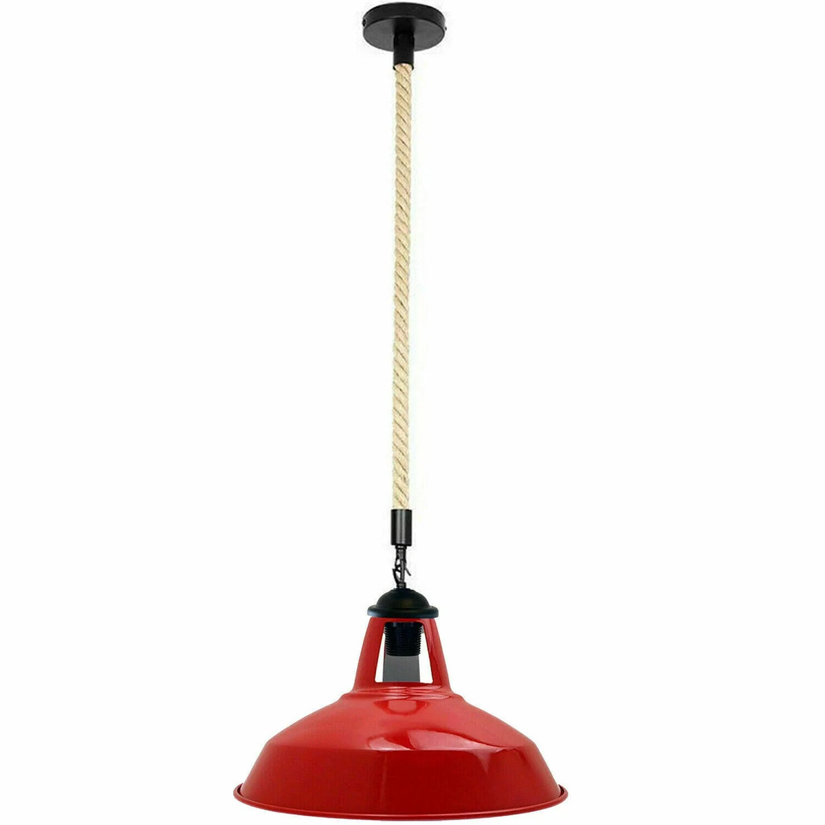 Industrial Metal Lamp Shade Hemp Rope Pendant Light Vintage Ceiling Fitting~5343-11