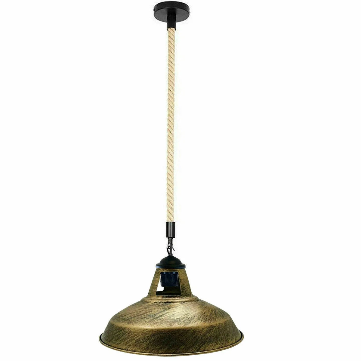 Industrial Metal Lamp Shade Hemp Rope Pendant Light Vintage Ceiling Fitting~5343-8