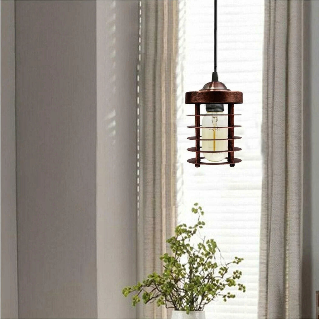 Industrial Cage Cylinder Pendant Lampshade Easy Fit E27~3162