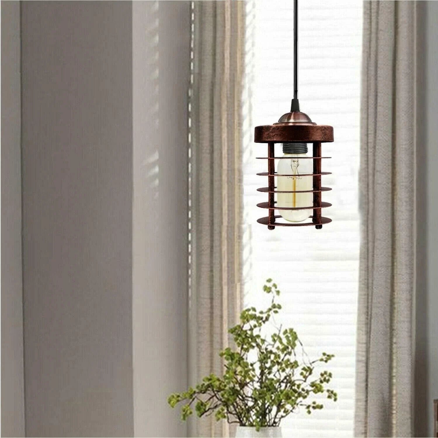 Industrial Cage Cylinder Pendant Lampshade Easy Fit E27~3162