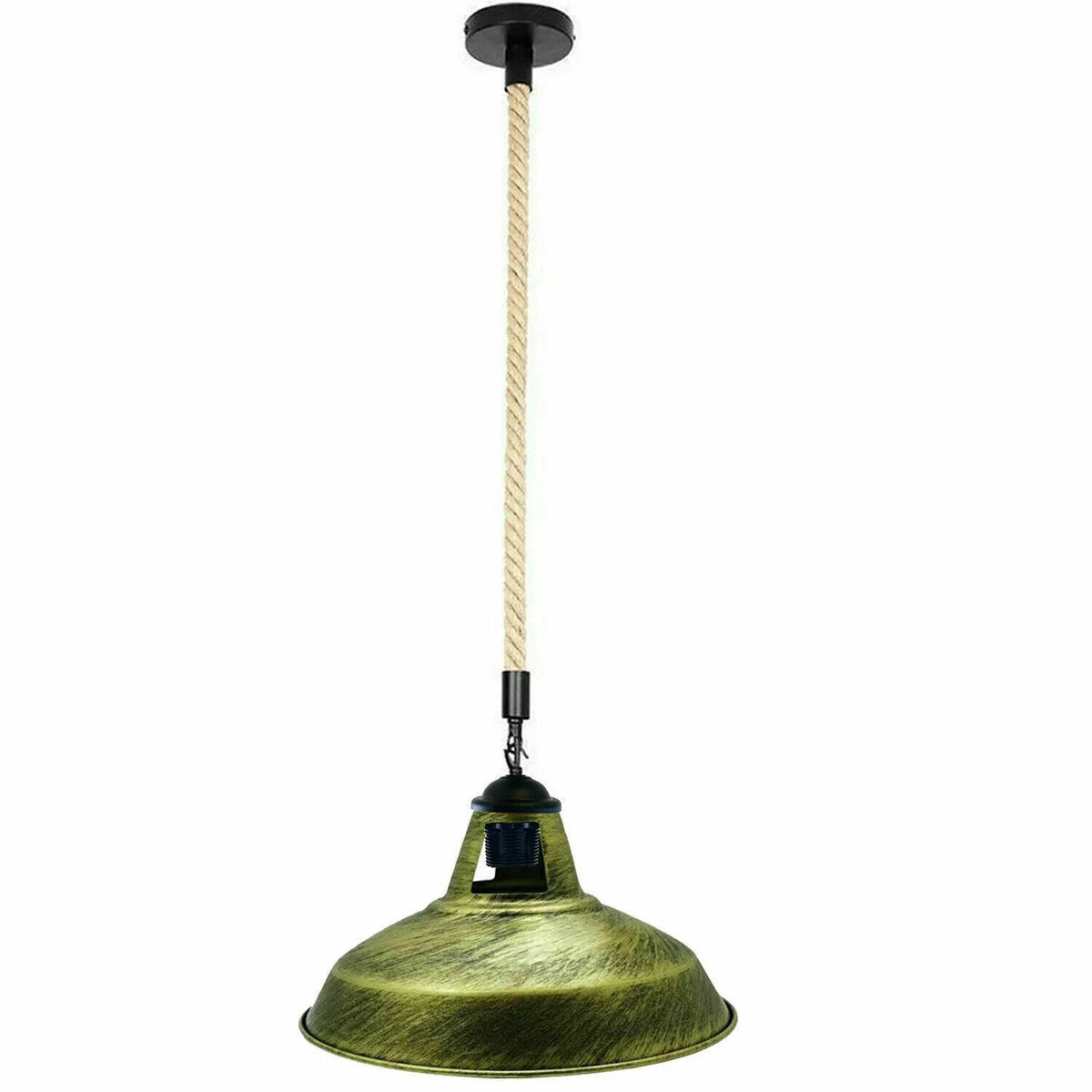 Industrial Metal Lamp Shade Hemp Rope Pendant Light Vintage Ceiling Fitting~5343-7