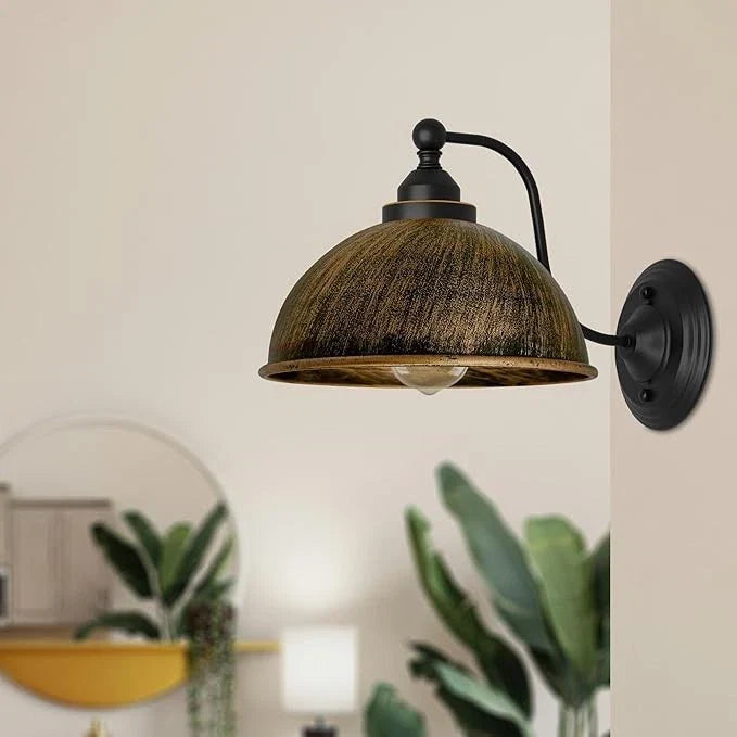 Industrial Wall Sconce with Brushed Copper Metal Dome Shade  Indoor Wall Light~6178-0